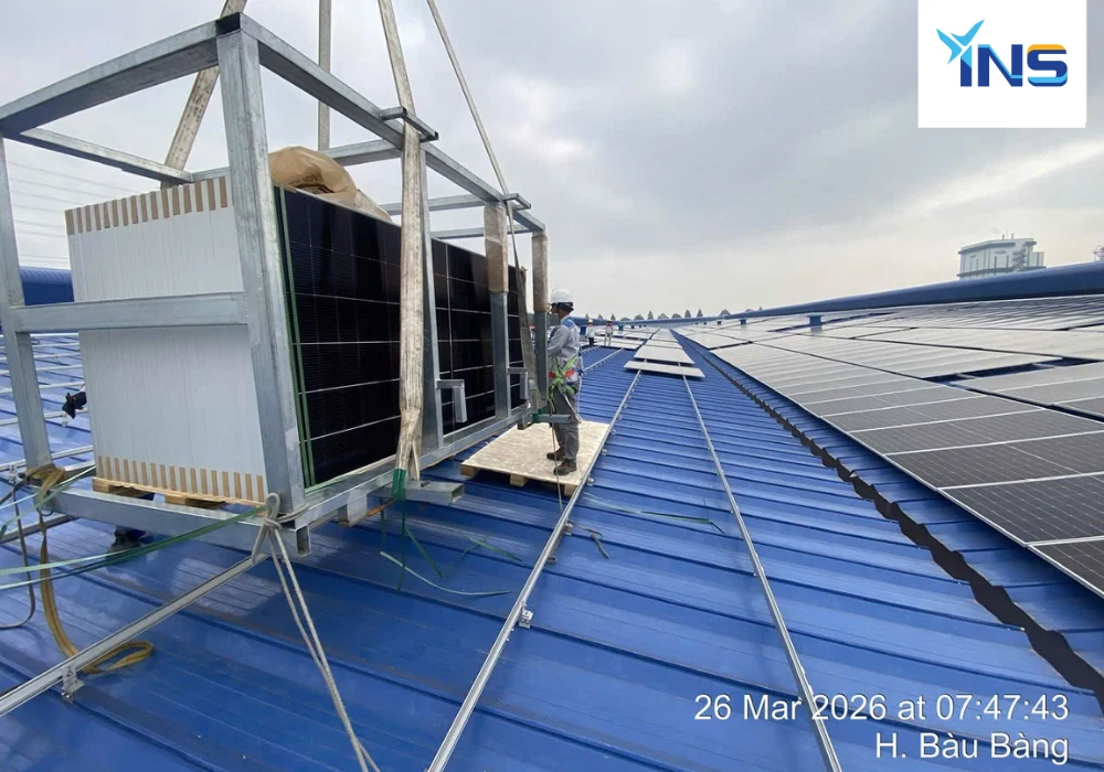Dự án điện mặt trời mái nhà DSR VINA đạt tiến độ lắp đặt